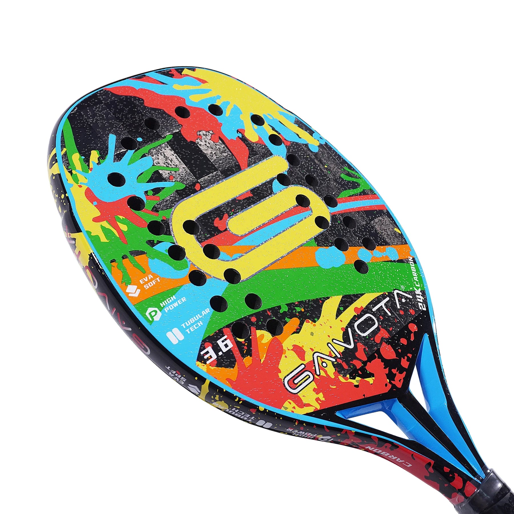 raquete beach tennis 24K, raquete carbono gaivota BTG-2416, raquete profissional beach tennis, raquete com EVA preto, raquete para homens beach tennis