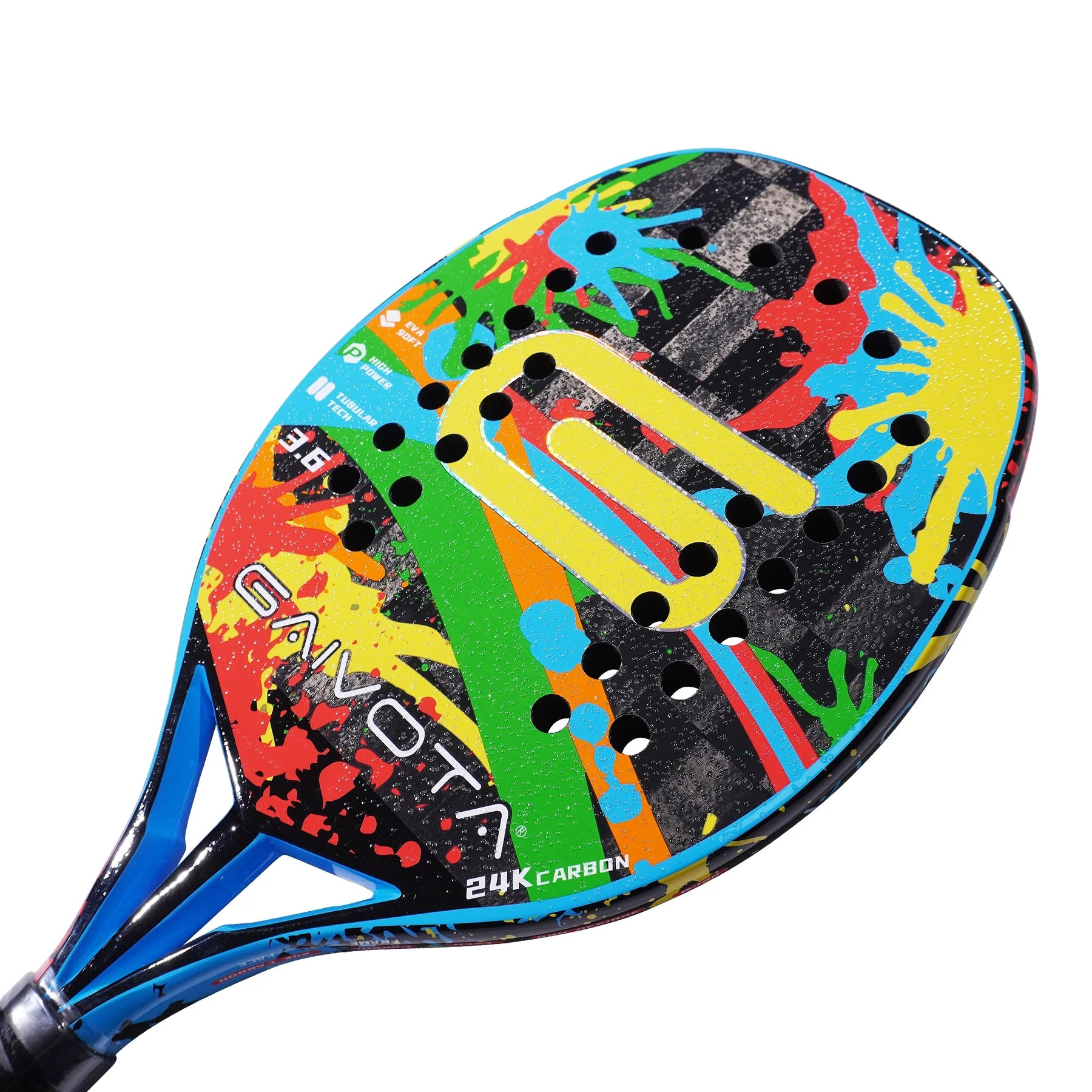 raquete beach tennis 24K, raquete carbono gaivota BTG-2416, raquete profissional beach tennis, raquete com EVA preto, raquete para homens beach tennis