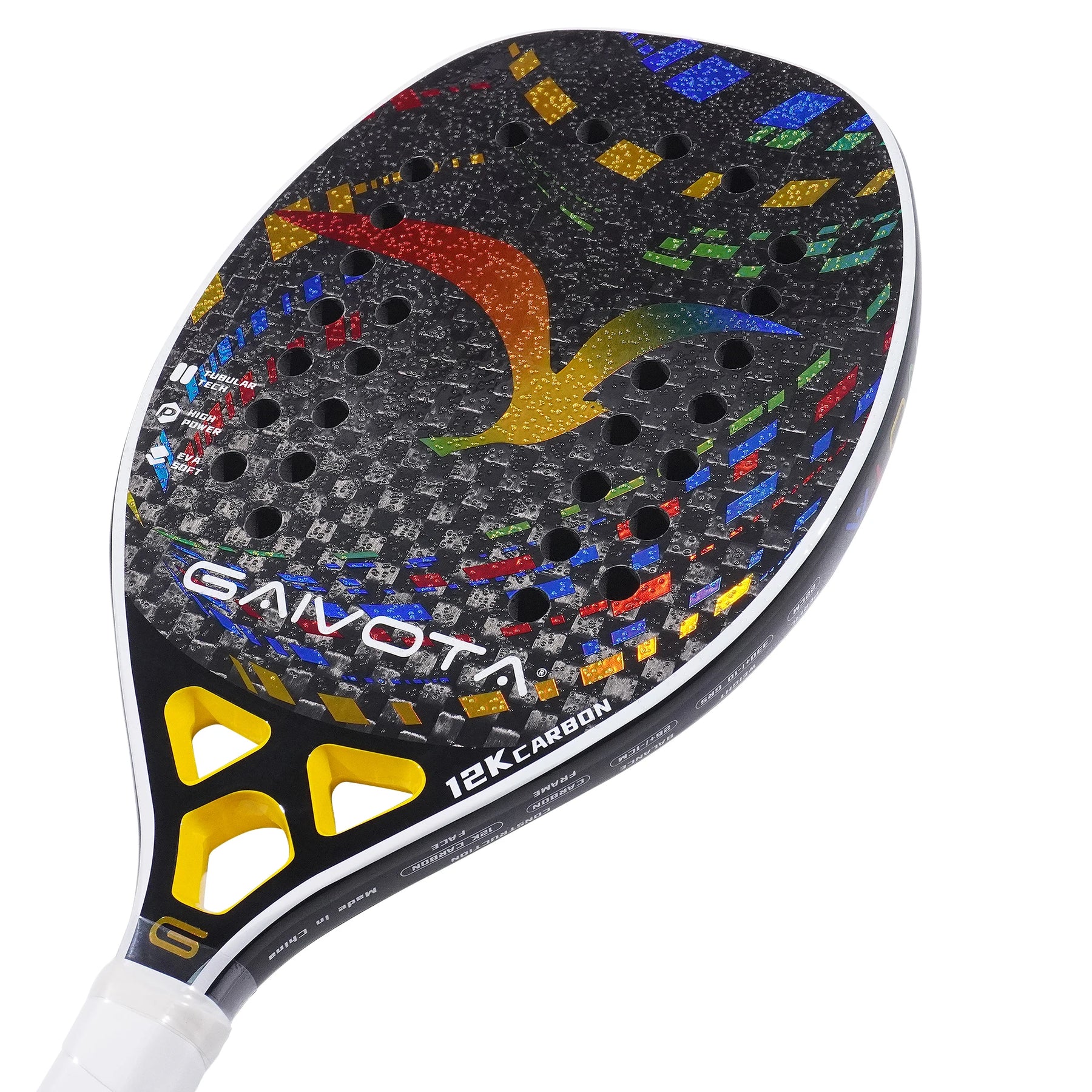 raquete beach tennis 12k gaivota, raquete carbono profissional, eva memória, raquete leve cabeça, beach tennis 2025, raquete com efeito, rotação na bola, interceptação rápida