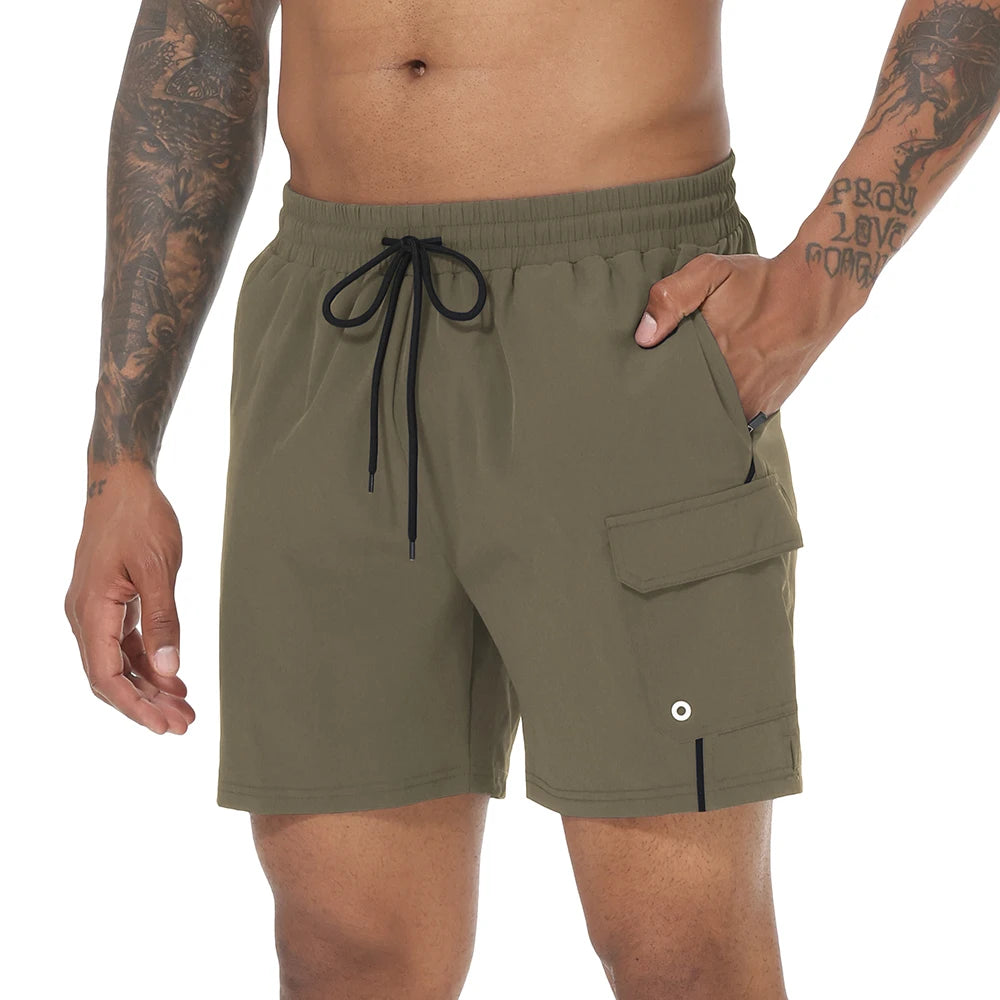 bermuda atlética masculina, shorts com ajuste no cós, shorts esportivos minimalistas, bermuda masculina com cadarço