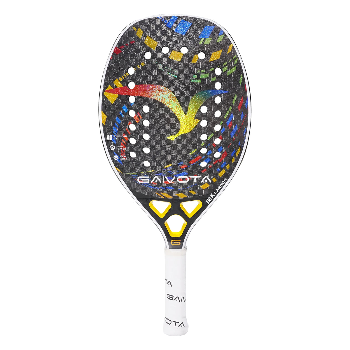 raquete beach tennis 12k gaivota, raquete carbono profissional, eva memória, raquete leve cabeça, beach tennis 2025, raquete com efeito, rotação na bola, interceptação rápida