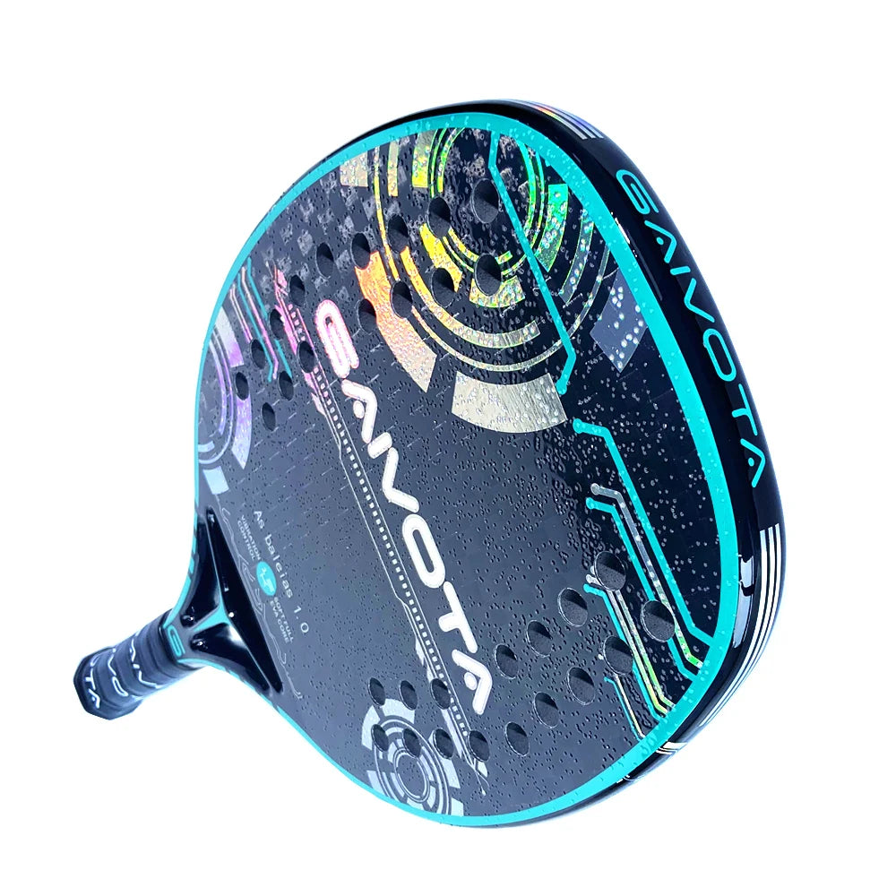 Raquete Beach Tennis 12K, Raquete Profissional, Raquete Carbono Avançada, Raquete com Superfície Rugosa, Raquete com Capa